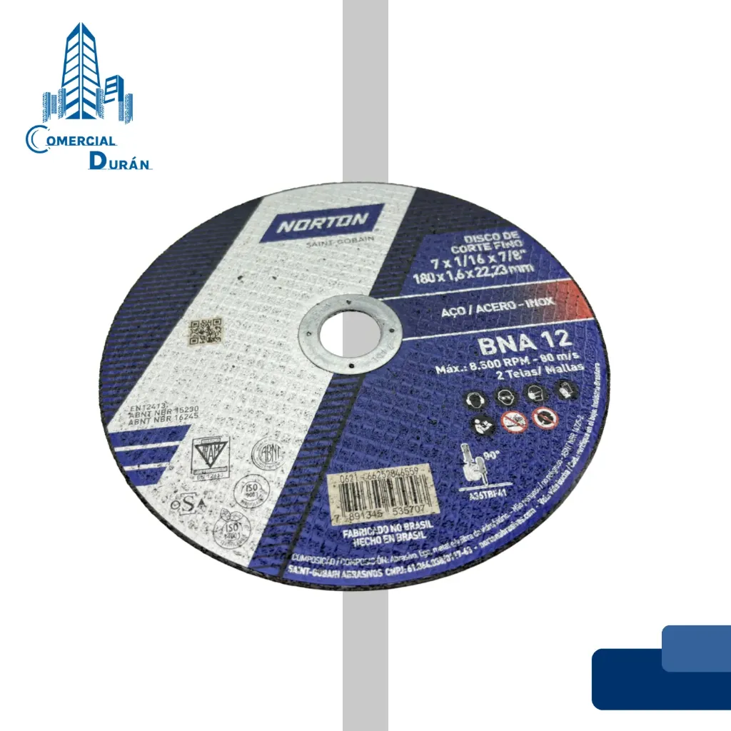 [GH00018] DISCO NORTON C/METAL PLANO 7"X1/16 FINO